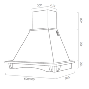Campana de cocina rústica CASTELLO blanca con estructura de madera taracea color tabaco 90 cm