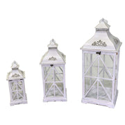 Farol 1-3 cuadrado madera metal blanqueado cm32x32h78