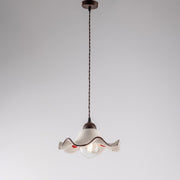 Araña de cable de tela Black Rust Pantalla de cerámica blanca 30x h16 cm