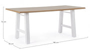 Mesa estilo natural madera blanca y acero 180x90
