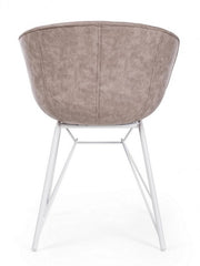 Warhol silla vintage de piel sintética blanco beige 59 x 54,5 x 80 cm