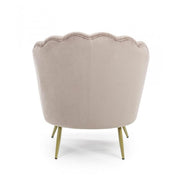 Sillón retro en terciopelo gris claro modelo pavo real