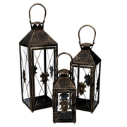 Farol de metal negro y dorado 1-3 cm19x19h54-66