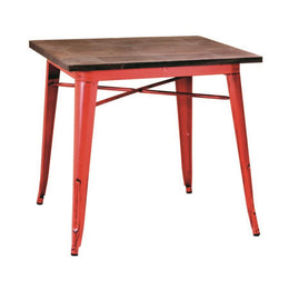 Mesa bristol de hierro rojo industrial urbano 70 x 70 cm