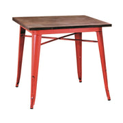 Mesa bristol de hierro rojo industrial urbano 70 x 70 cm