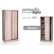 Armario con puertas corredizas de roble con doble compartimento 84 x 56 x 187 H CM