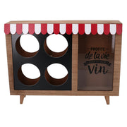 Botellero de madera de 4 plazas con porta corcho bistró rectangular cm38x25h8