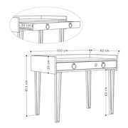 Escritorio blanco Sponge con patas negras y cajón 81,40 x 61,80 x 100 cm