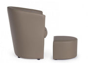 Sillón de polipiel con puf extraíble Tortora RITA 64,5x 59,5x h78 cm