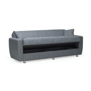 Sofá cama de tres plazas con contenedor ROTTERDAM en tejido gris 228x90x h89 cm