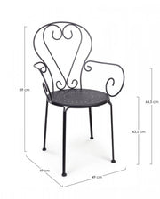 Silla de jardín con reposabrazos en acero antracita ETIENNE 49x49x h89 cm