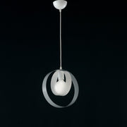 Lámpara de suspensión para dormitorio en hierro Blanco Gris una luz 25x h27 cm
