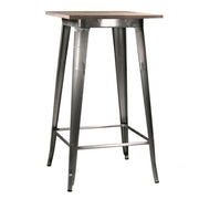 Mesa de bar de hierro Bristol con tapa de madera galvanizada