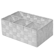 Cajón rectangular de poliéster blanco con 4 compartimentos cm26x17h10
