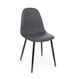 Silla de comedor en símil piel gris oscuro AMANDA 45x54x h87 cm