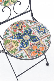 Silla de jardín de exterior en acero con cerámica abatible