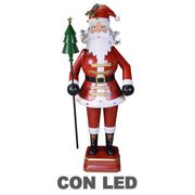 LED rojo metal Papá Noel cm40x30h135