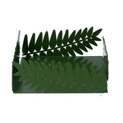 Servilletero rectangular de metal hoja de laurel verde oscuro cm16,5x16,5h6,5