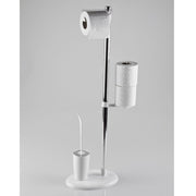 Portarrollos de pie blanco de aluminio con portaescobilla de plástico 27 x 19 x 69 cm