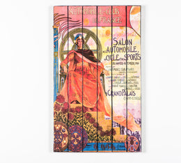 Estampa sobre madera con lienzo multicolor 60x100 cm