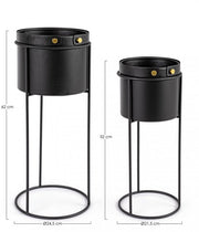 Set de 2 maceteros Zeina acero negro