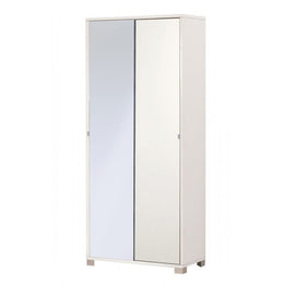 Armario de usos múltiples Dos puertas correderas con espejo blanco 82x41x H190 cm