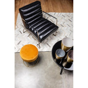 CLARISSA Puf de terciopelo ocre amarillo diámetro 35x h40 cm