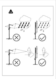 Parasol de aluminio con poste lateral blanco 4x4 m
