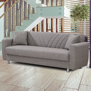 Sofá cama de 3 plazas en tejido beige con contenedor 214x80xH.83 cm