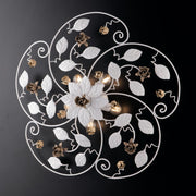 Lámpara de techo de hierro lacado en blanco con decoración shabby 5 luces cm 65