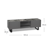 Mueble TV gris-gris oscuro 40 cm x 140 cm Alt. 45 cm