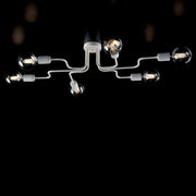 Lámpara de techo de hierro blanco plateado seis luces diámetro 83x h17 cm