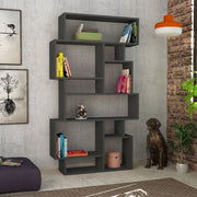 Librería Bifacial Horizontal Antracita con 10 Compartimentos Abiertos L 96 x P 25,5 x A 168,5 cm