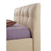 Cama doble en ecopiel color crema con contenedor 182x216xh.104 cm