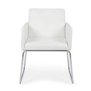 Silla con reposabrazos en símil piel Blanco SIXTY 60x54x h80.5 cm