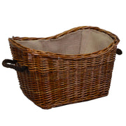 Cesta de mimbre forrada de yute con asas rectangulares de cuerda marrón cm58x42h34