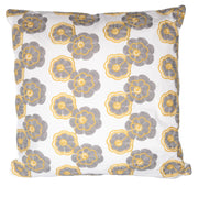 Cojín de tela flor amarillo gris cuadrado cm45x45h10