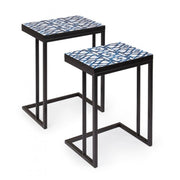 Conjunto de 2 mesas de centro NEAPOLIS en acero con tapa de mdf decorada con estampado 62.5h 56h cm