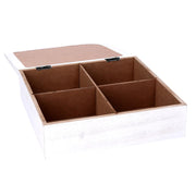 Caja de té de madera blanca cuadrada cm20x20h6