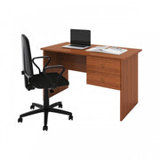 Escritorio antiguo de nogal Tiffany con dos cajones h.76x119x64