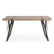 Consola de acero con tapa de madera BLOQUES 153x44 h76 cm