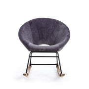 Sillón mecedora Annika efecto terciopelo gris oscuro
