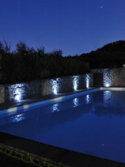 Lámpara empotrada de suelo en aluminio fundido, vidrio irrompible, IP65, 40W negro