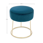 Puf de terciopelo azul CLARISSA diámetro 35x h40 cm