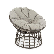 Sillón de exterior en fibra natural gris con cojín MOLLY diámetro 69x92x h78 cm