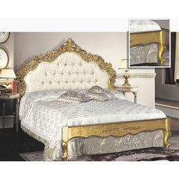 Cama doble de madera con cabecero y placa tallada 172x200xh.170 cm