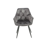 Silla Senna en Terciopelo Gris Oscuro con Estructura de Metal Negro Estilo Moderno