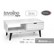 Mesita baja blanca con balda y compartimento cm 100 x 48 x 43 h