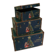 Baúl de ecopiel azul árbol rectangular 1-3 cm59x36h33