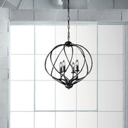 Araña deco suspensión hierro Negro Plata decoración cuatro luces 43x h50 cm